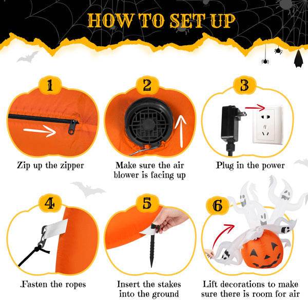 Halloween decorations - 5.9 FT Halloween Inflatable Pumpkin Ghost Outdoor Decorations