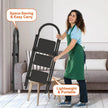 3-Step Folding Ladder, 330lbs Load Capacity, Lightweight 6.94lbs With 1.57in Folding Width, Heavy Duty Steel Construction, Non-Slip Pedals & Feet, Safety Lock, Multi-Use For Home Kitchen Living Room