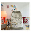 Korean Kawaii Cat School Backpack – Embroidered Nylon Bag, 5 Colours