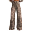 Women's 3D Printed Flared Denim Jeans – Graphic Print Wide Leg Jeans