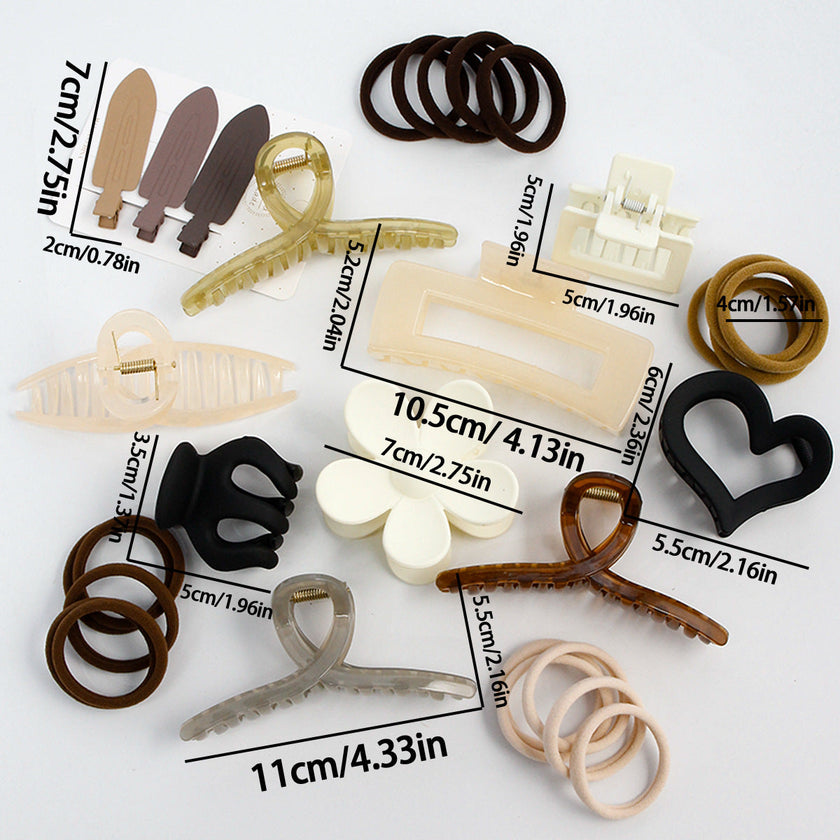 Coffee Series Hair Barrette Combination Set – Plastic Resin Hair Clips for Women