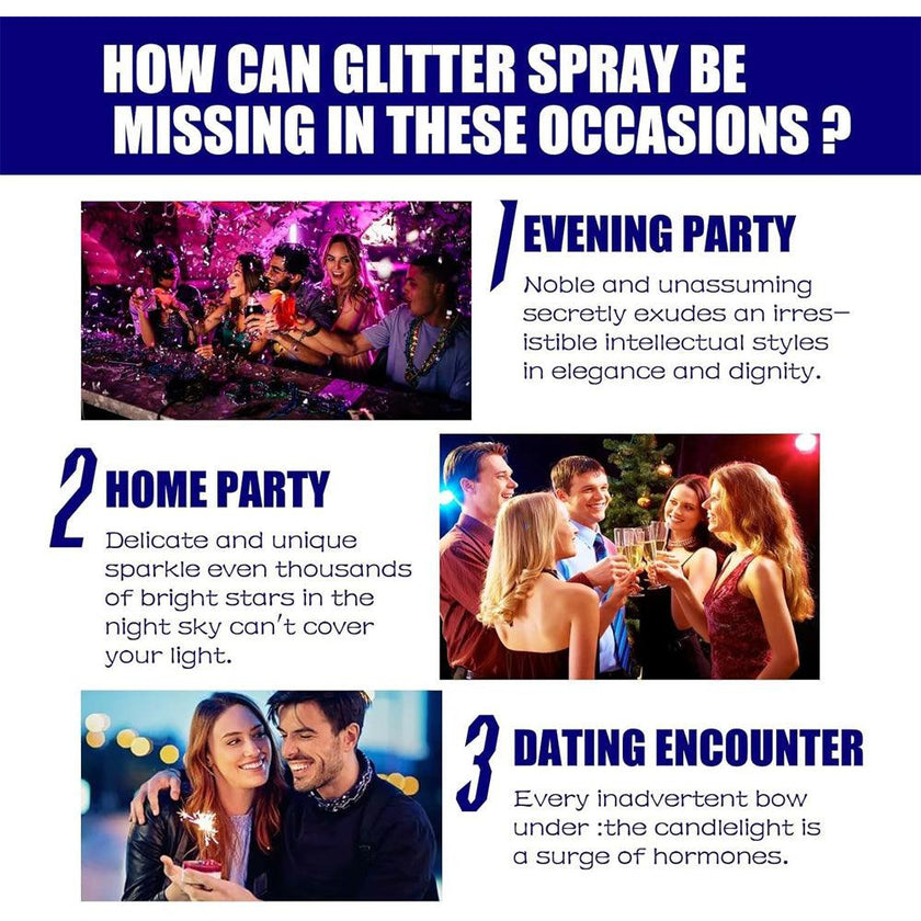 Glitter Spray for Hair and Body Long-Lasting Sparkle Shimmer Spray 60ml All Skin Tones