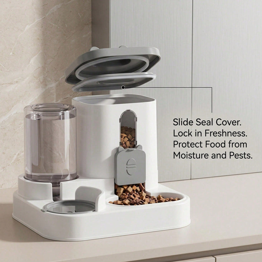4 Colors Gravity Pet Feeder Water Dispenser Cute Cat Shaped Automatic Food Water Bowl Large Capacity Detachable Stable Anti Slip Base Feeding Supplies For Cats Puppies Small Animals Home Indoor Use
