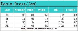 Stretch Mid Length Retro jeans Slim Single-breasted button down short sleeve Denim Dress