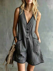 Casual Loose-fit Button-down Womens Jumpsuit