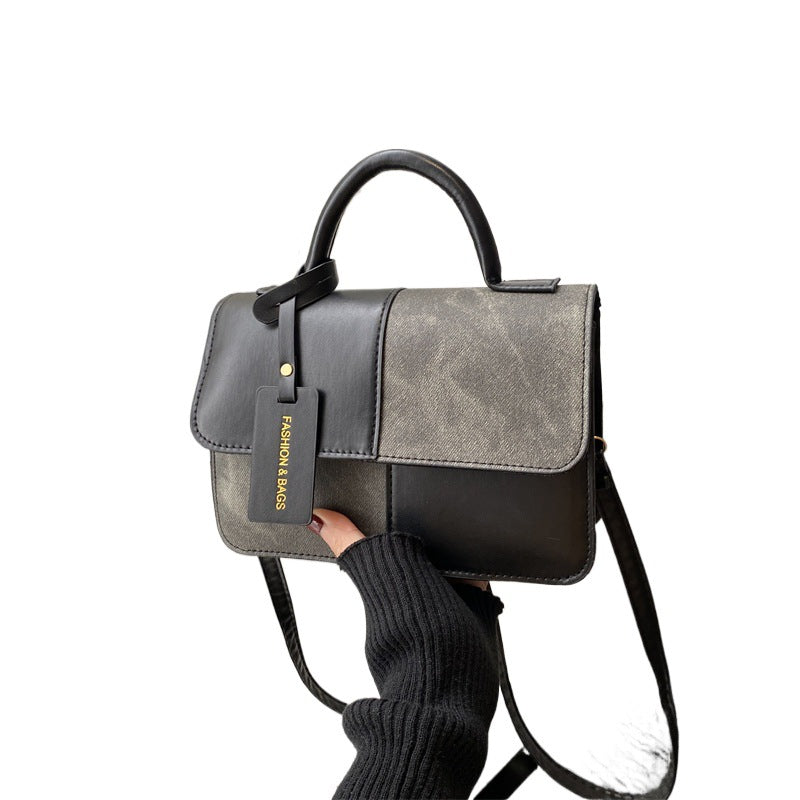 Textured Patchwork Tote Bag – PU Leather Shoulder Bag for Women | 4 Colors