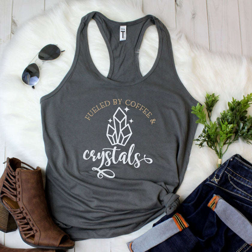 Fueled by Coffee and Crystals Racerback Tank Top