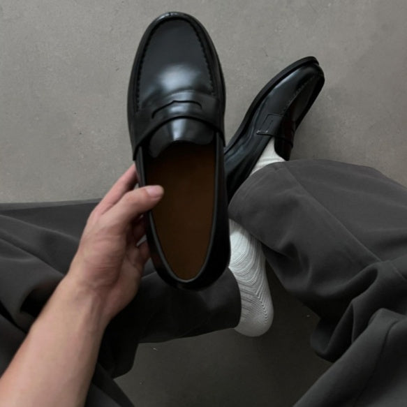 Men's British-Style Slip-On Leather Loafers – Height-Increasing Option, Sizes 38–46