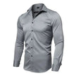 Men's Long Sleeve Business Casual Shirt – Loose Fit, 10 Colors, S–8XL | Canada & USA