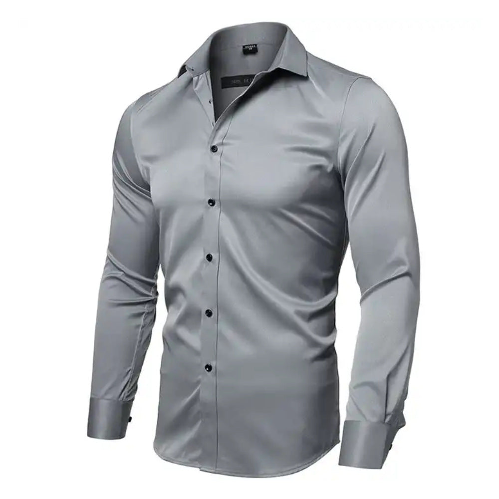 Men's Long Sleeve Business Casual Shirt – Loose Fit, 10 Colors, S–8XL | Canada & USA