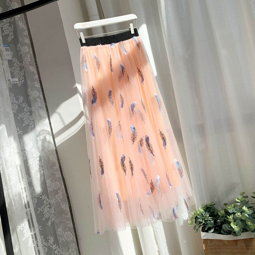 Women's Midi Organza Skirt Fairy Tutu Tulle Skirt