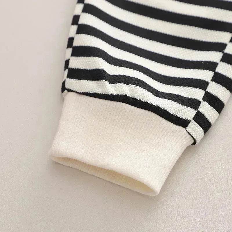Casual Letter Stripes Loose Round Neck Boys' Long Sleeve Sweater Suit Two piece for boys
