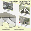 Outsunny 10' x 10' Pop-Up Party Tent Outdoor Canopy Tent with Mesh Sidewalls, 3-Level Adjustable Height, Roller Bag, Beige