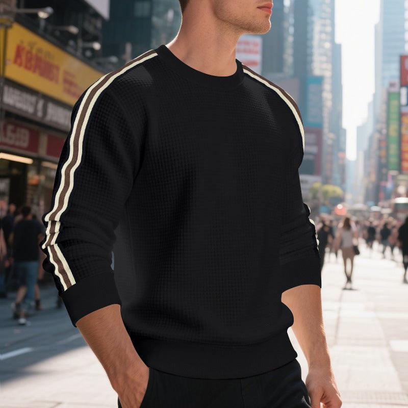 Mens Crew Neck Sweater – Striped Loose Pullover for Casual Wear
