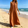 The Ladys Dress Is A Sexy Halter-neck Loose-fitting Style