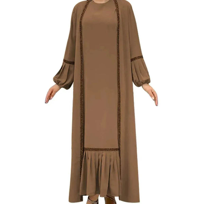 Elegant Two piece for ArabWomen Abaya Underwear dress and Kimono Abaya Open front Abaya for  Middle Easter Arab Dubai Women