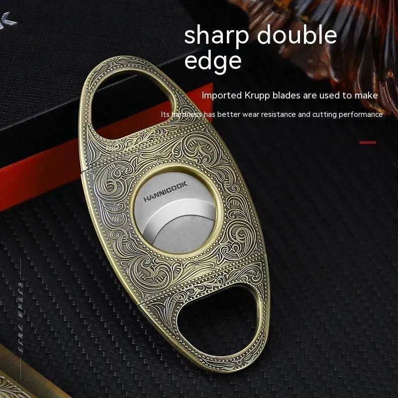 Embossed Portable Metal Alloy Cigar Cutter and Torch Lighter Gift box set