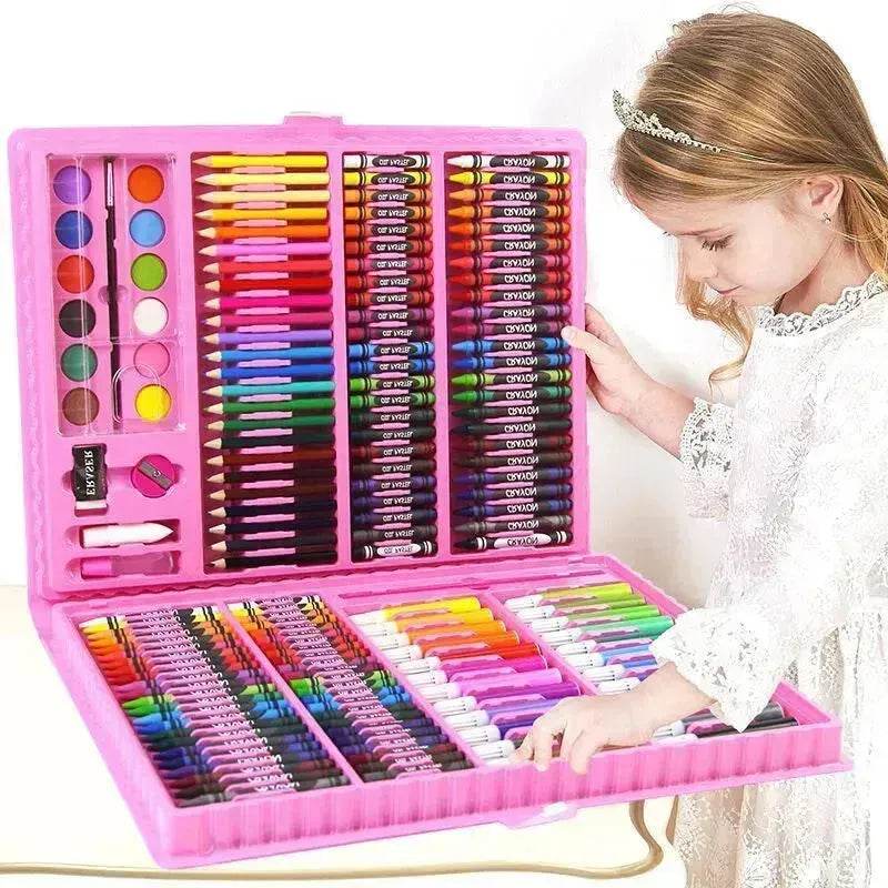 Double Panel Easel Version Watercolor Pen Set Brush Crayon Oil Pastel Children Painting Coloring Drawing Art set.