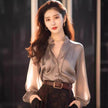 Chic And Beautiful Small Top Gray Blouse Shirt for Women