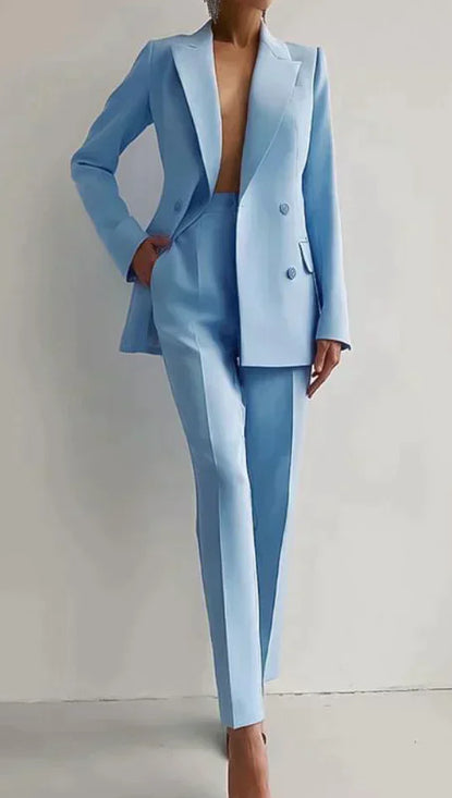 Women's Business Casual Suit Set – Long Sleeve Blazer & Slim Trousers | Canada & USA