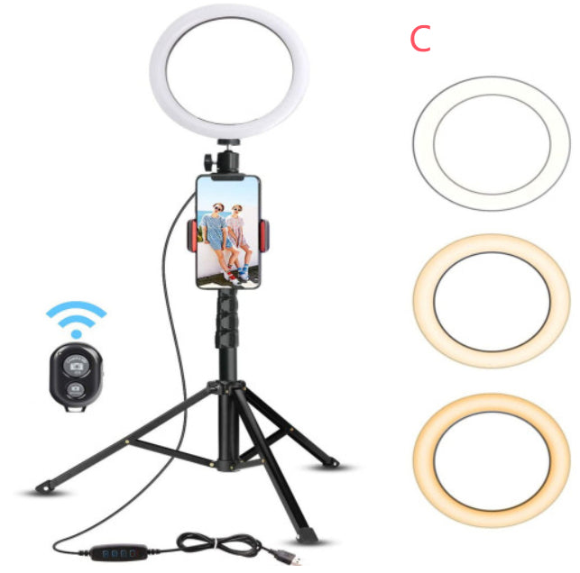 LED Ring Light with Tripod Stand, 8 10 12 inch, USB Powered, Phone Holder and Bluetooth Remote