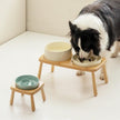 Ceramic Slow Feeder Dog Bowl with Stand, Anti-Choking Tip-Proof