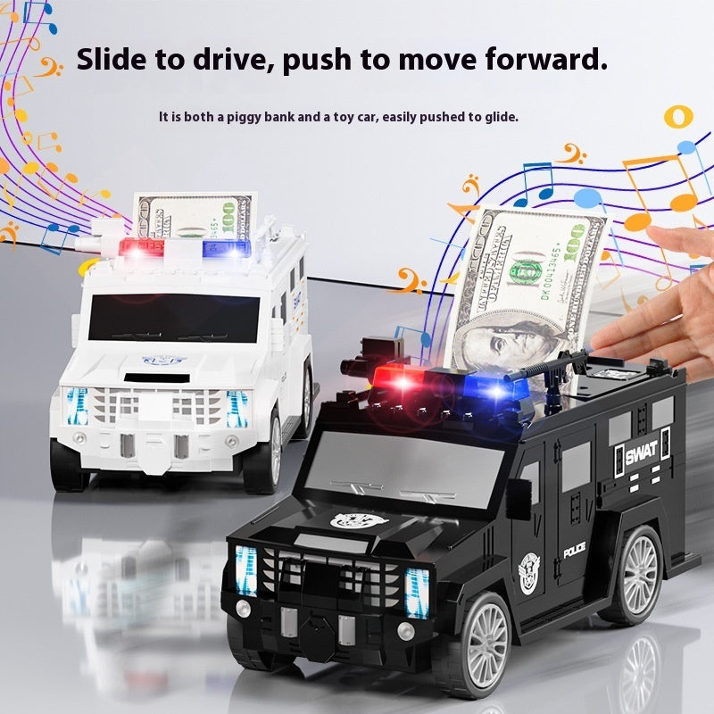 Cartoon Piggy Bank with Smart Face Unlock – Hummer Police Car Coin Bank | Canada & USA