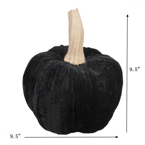 9.5 Black Velvet Pumpkin Large, For Holiday Halloween Decor