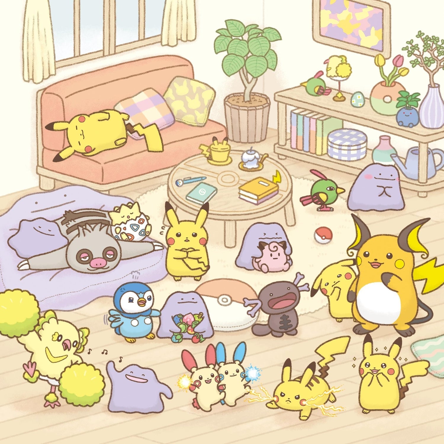 10 poke 10 colors Anxious Pikachu Plushie Keychain (Pokemon Center Japan)