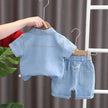 Lapel Short Sleeve Suit Children's Clothing Casual wear for boys Denim Two piece for boys