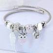 DIY Beaded Owl Angel Wings Pendant Stainless Steel Bracelet