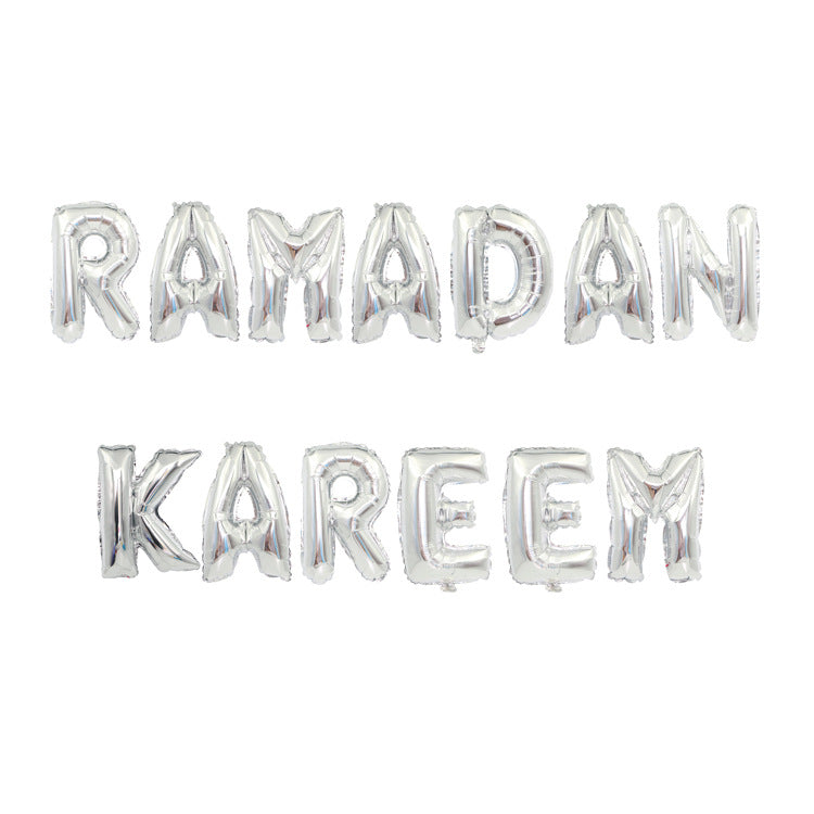 Eid Mubarak Foil Balloon Set – Silver Gold Rose Gold Letter & Crescent Balloons