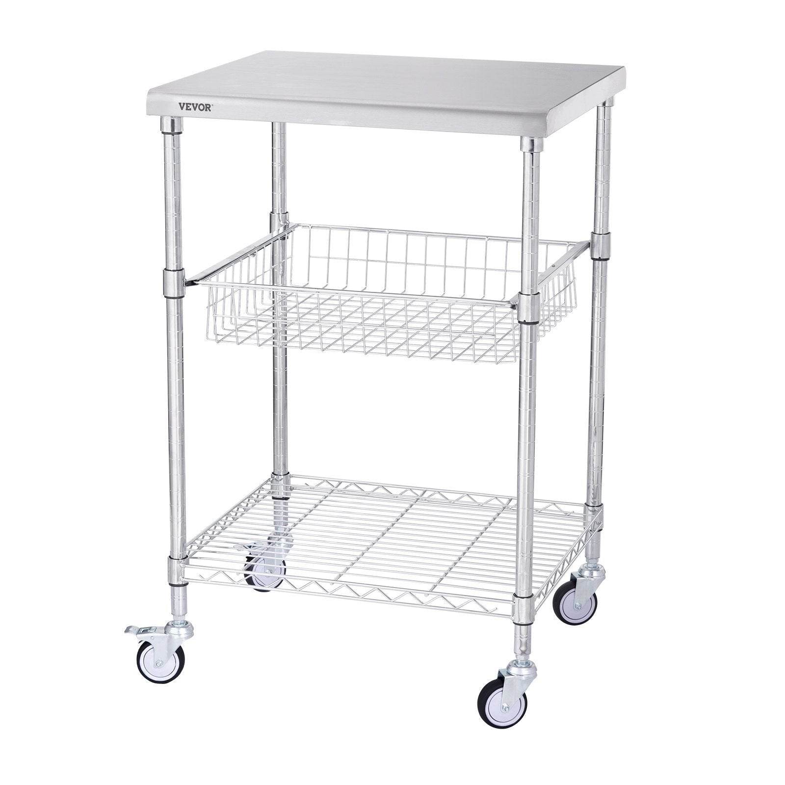 VEVOR 3-Tier Workbench Utility Cart for Kitchen Office