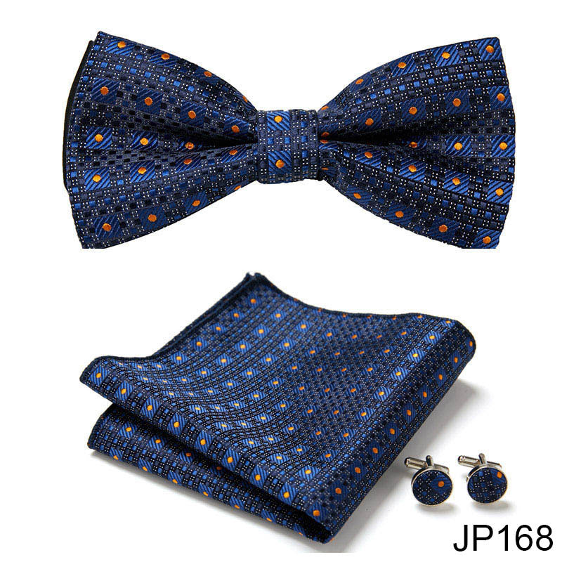 Men's Jacquard Bow Tie Set – Bow Tie, Pocket Square & Cufflinks | 36 Colors | Canada & USA