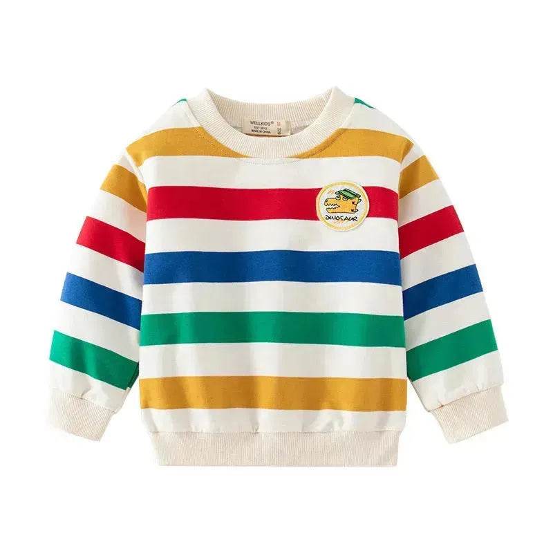 Unisex Colorful Striped Long-sleeved Sweater for Kids Pullover for Kids