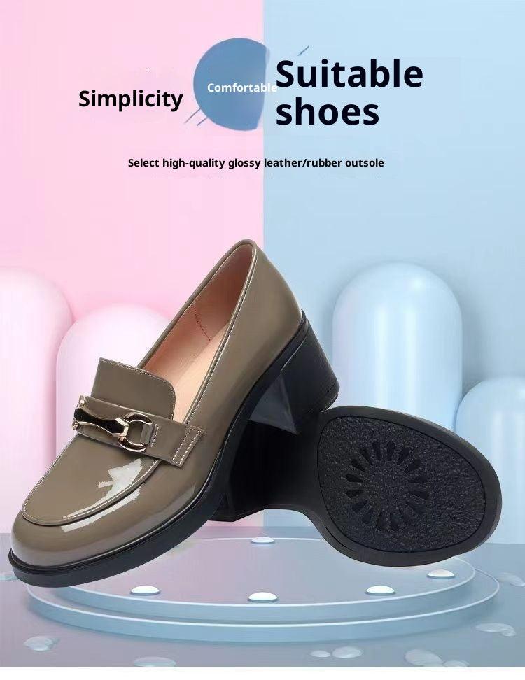 Women's Metal Buckle Chunky Heel Loafers for Smart Casual and Office Wear