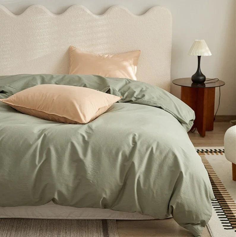 100% Cotton Sanding Duvet Cover Set - Thickened Solid Colour for Autumn and Winter
