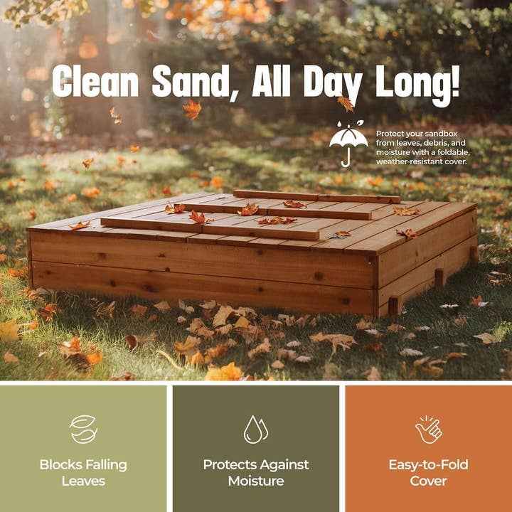 Play22 - Large Wooden Kids Sandbox with Lid