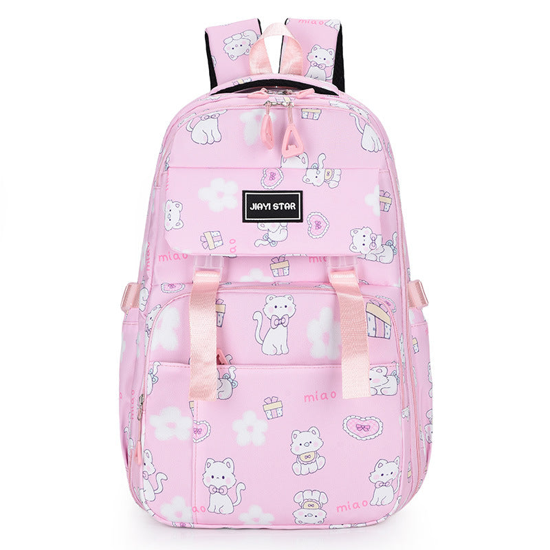 Cartoon Cat Print Large Capacity Kids Backpack – Cute Kawaii School Bag