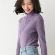 Women Autumn Winter Slim Fit High neck Half zip Knitted sweater Top