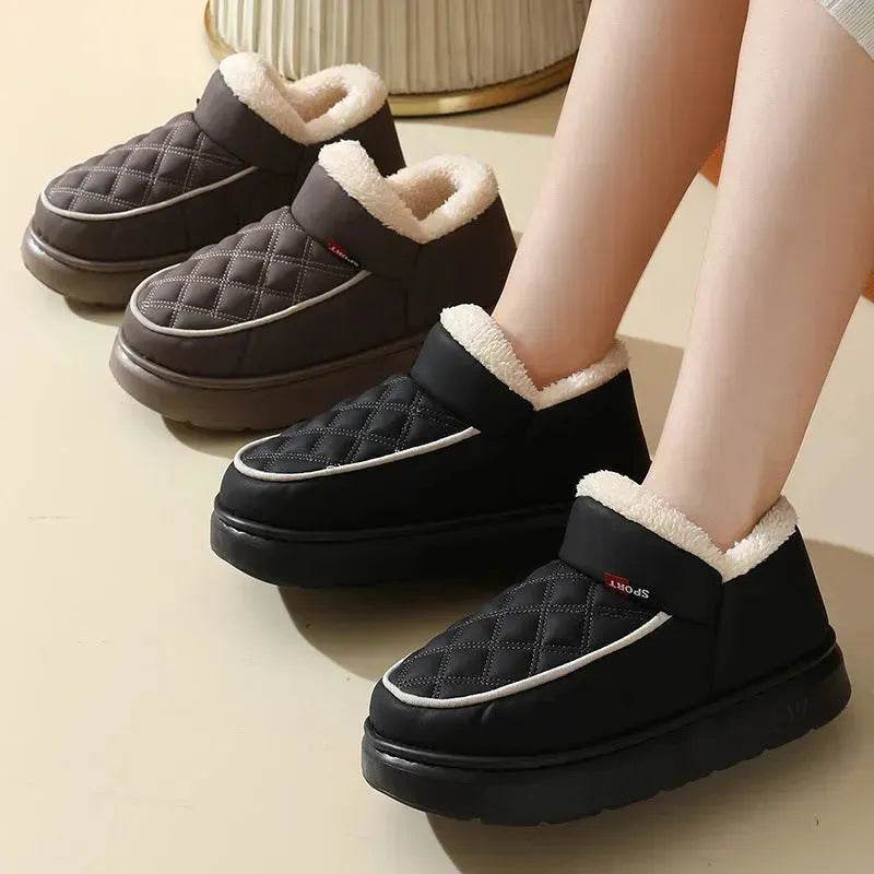 Winter Plush Cotton platform Shoes Warm Thick-bottom Waterproof Home Slippers All-match Indoor Outdoor Garden Shoes For Women