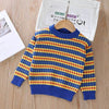 Kids Rainbow Stripe Pullover Sweater, Round Neck Knit Top