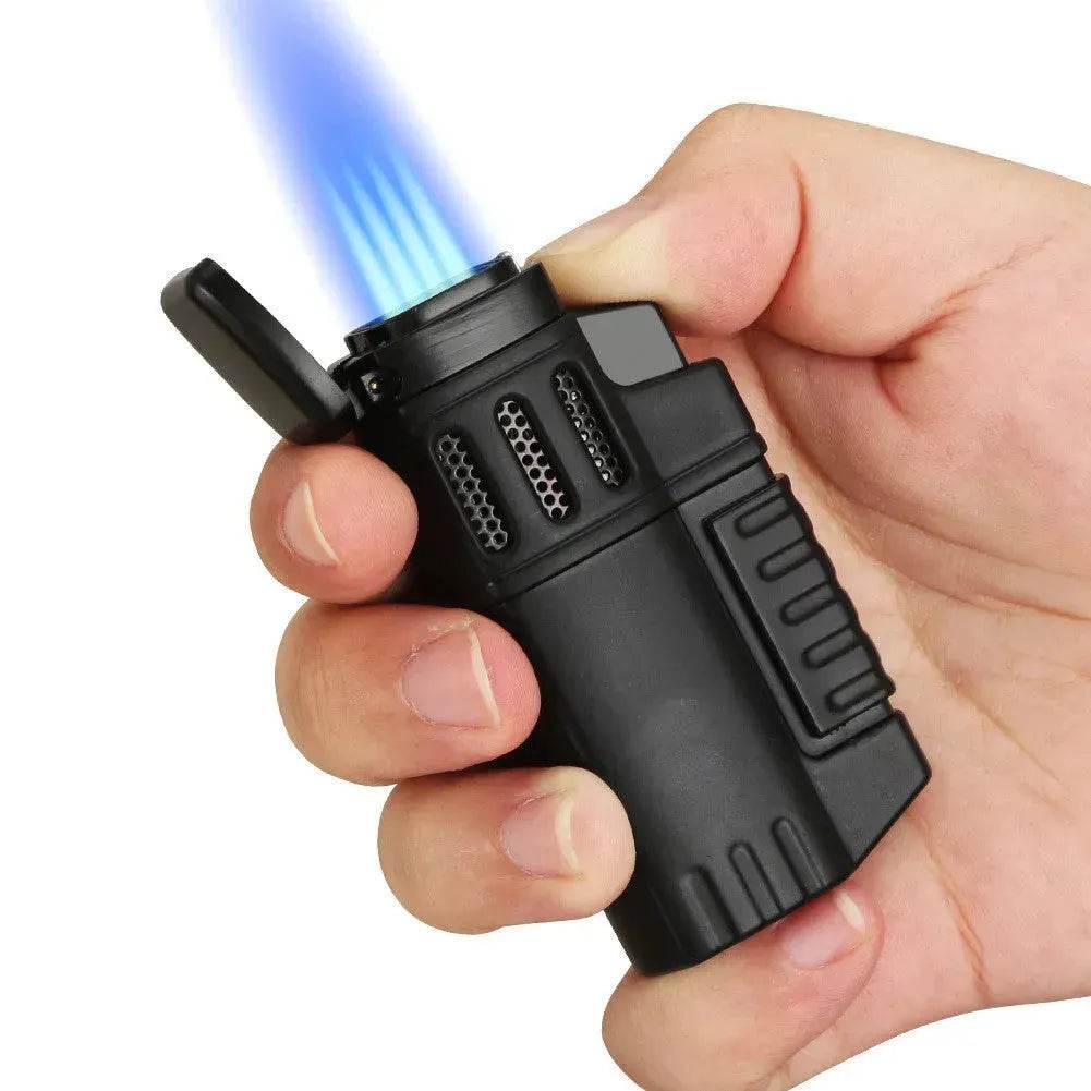 Portable Metal Windproof Cigar Lighter with Cigar Hole Punch