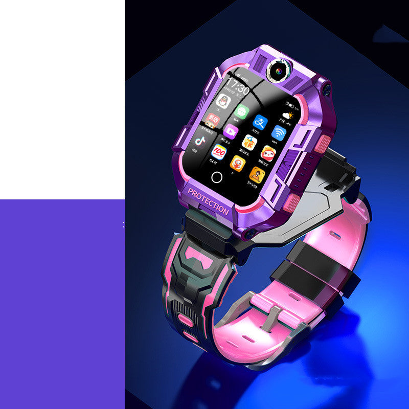 A63 Kids 4G Smart Watch – GPS, Waterproof, Camera, Green & Purple