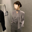 High-end Anti-wrinkle Acetate Satin pleated Blouse Shirt For Women