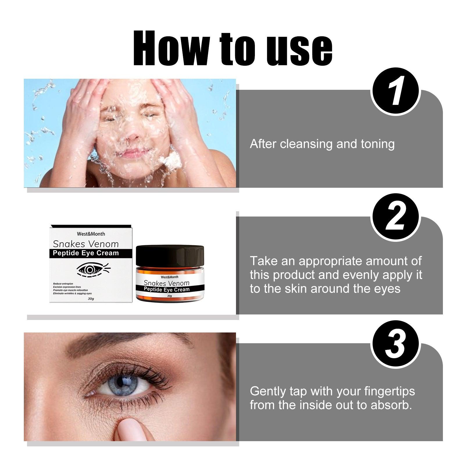 Snake Venom Eye Cream Kojic Acid Coffee Seed Extract Hyaluronic Acid Dark Circles Wrinkles Tightening