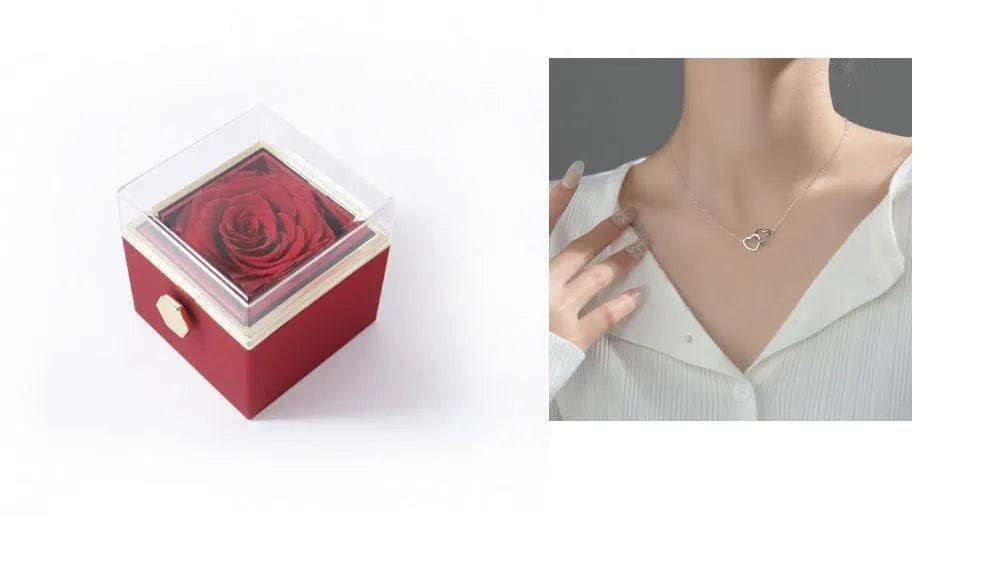 Fashion Acrylic Rotating  Valentine  Rose Jewelry gift  Box