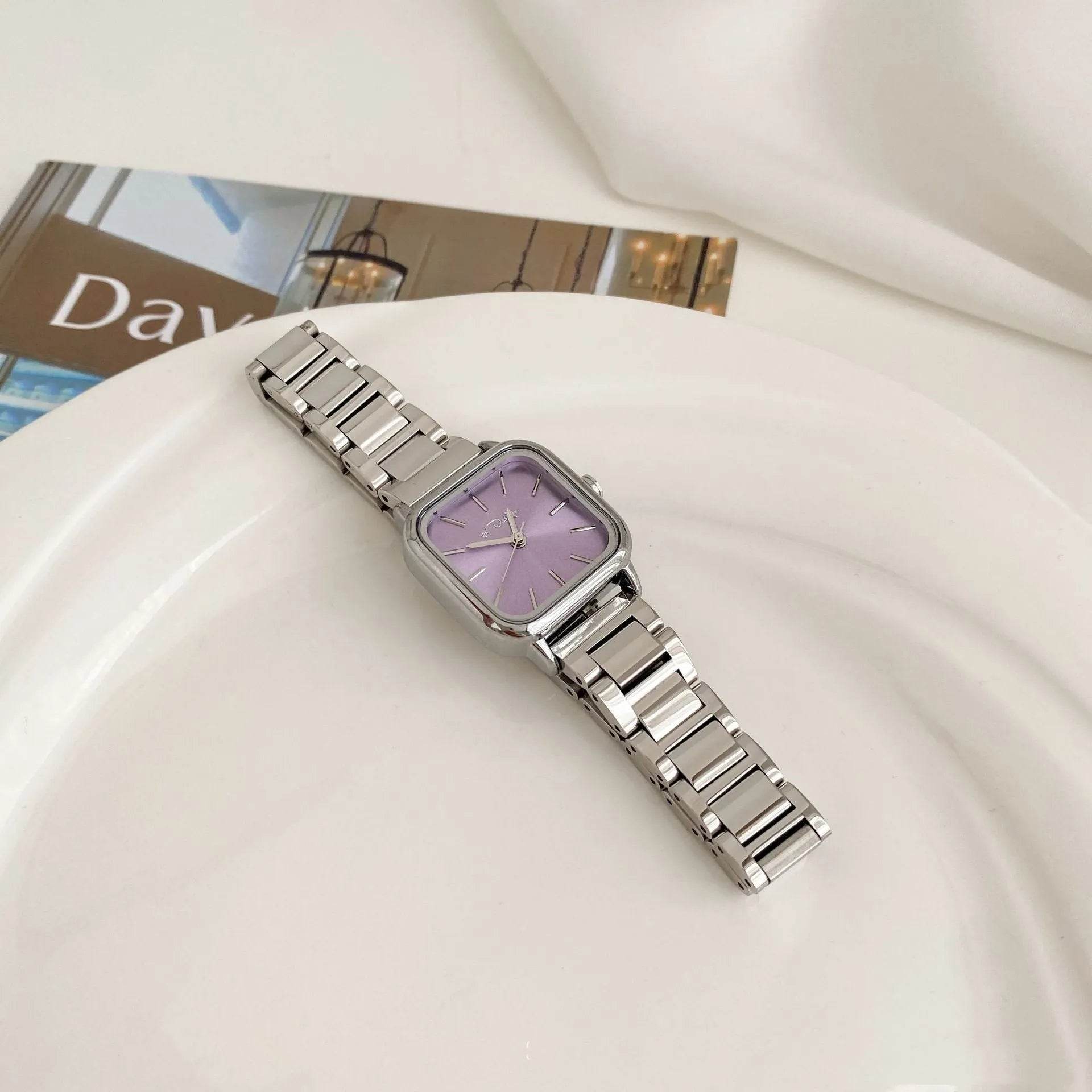 Retro Small Square Watch Female Steel Strap  Dress Watch