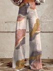 Women's 3D Graphic Print Flare Pants – Plus Size Mid-Waist Wide Leg Printed Trousers