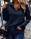 Amazon Best-selling Zip-neck Solid Color Hoodie For Women In Europe And America